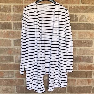 Chico’s Ultimate Tee Cardigan, Black Stripe, Small